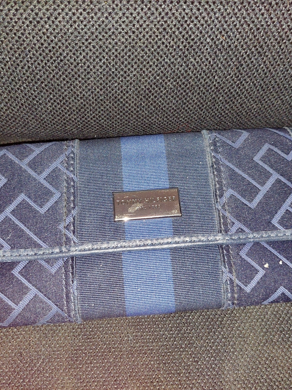 Tommy Hilfiger Navy and Blue Signature Stripe Wallet